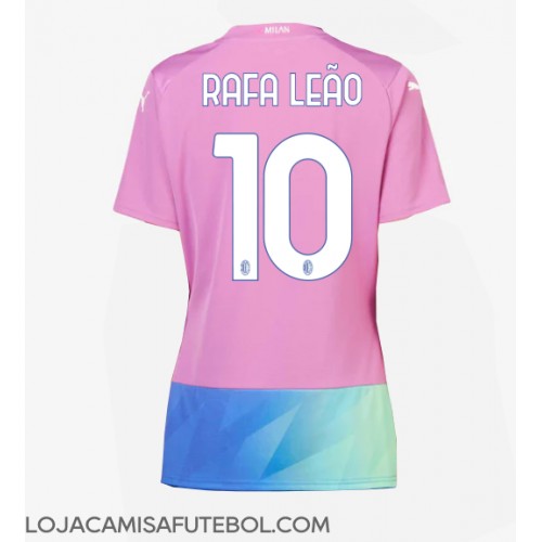 Camisa de Futebol AC Milan Rafael Leao #10 Equipamento Alternativo Mulheres 2023-24 Manga Curta
